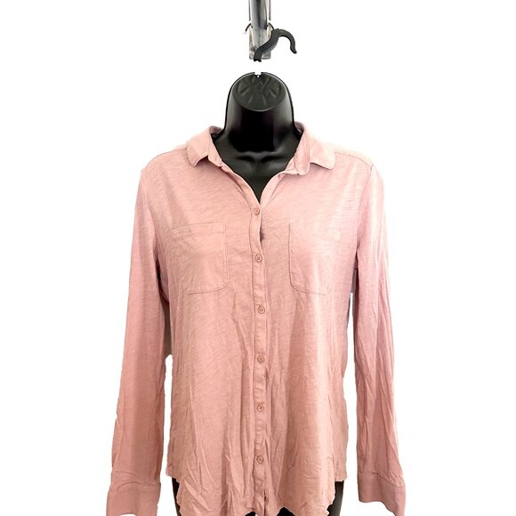 LOFT Women's Dusty Pink Long Sleeve Button Down Top - Size Small - Picture 2 of 4